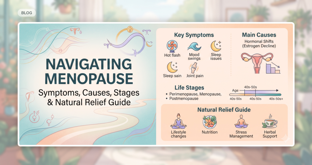 Woman learning about menopause symptoms and healthy lifestyle management