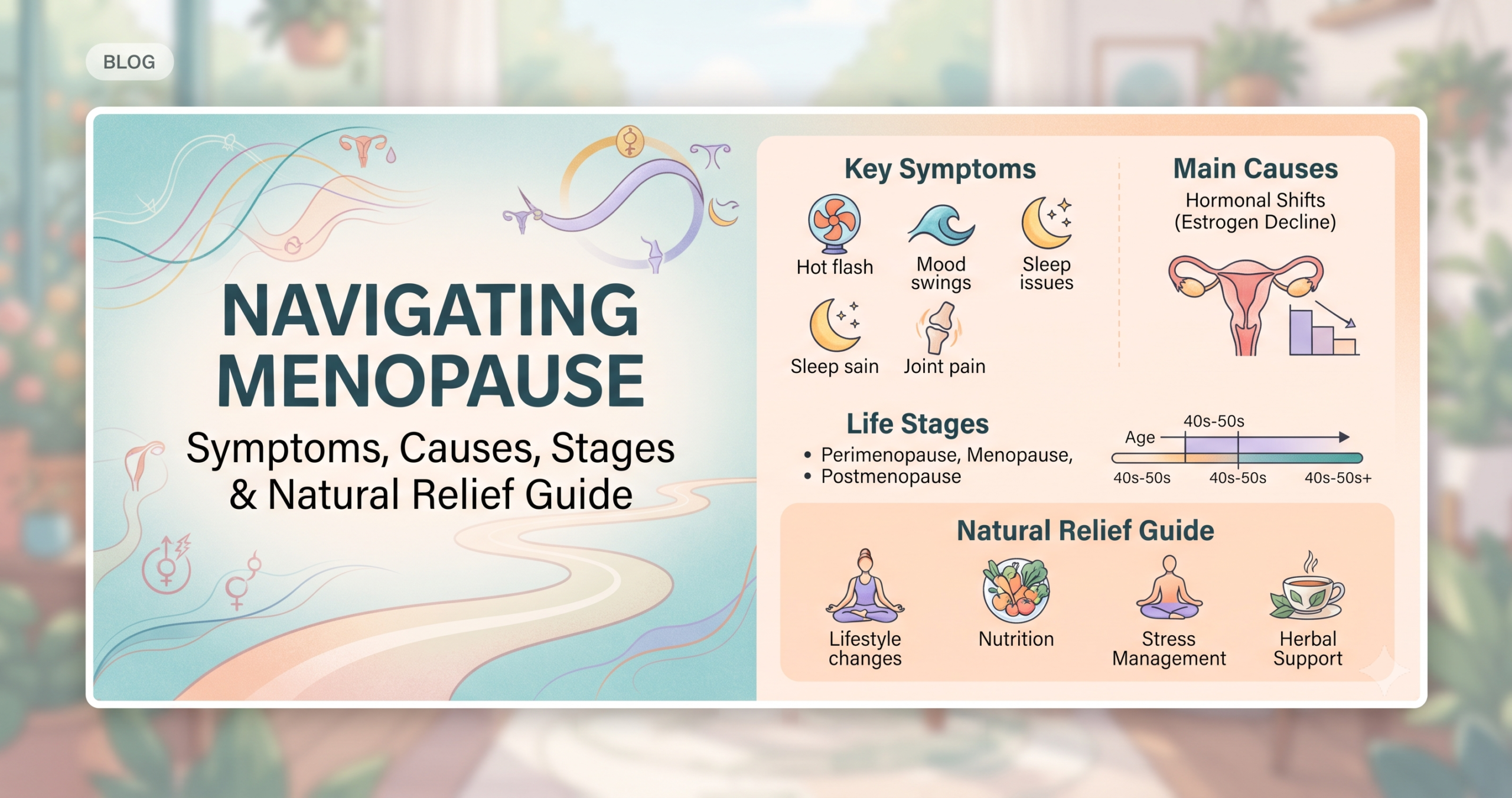 Woman learning about menopause symptoms and healthy lifestyle management