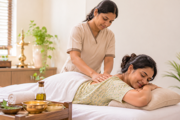 Prenatal and postnatal Ayurveda Abu Dhabi herbal oil massage